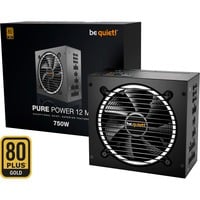 be quiet! Pure Power 12 M unidad de fuente de alimentación 750 W 20+4 pin ATX ATX Negro, Fuente de alimentación de PC negro, 750 W, 100 - 240 V, 820 W, 50 - 60 Hz, 10/5 A, Activo