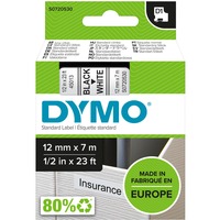 Dymo D1 etiquetas auténticas | impresión negra sobre fondo blanco | 12 mm × 7 m | etiquetas autoadhesivas para etiquetadoras LabelManager, Cinta de escritura Negro sobre blanco, Poliéster, Bélgica, -18 - 90 °C, DYMO, LabelManager, LabelWriter 450 DUO