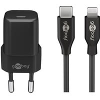 goobay Kit de carga Apple Lightning / USB-C PD 30 vatios, Cargador negro
