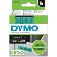 Dymo D1 etiquetas auténticas | impresión negra sobre fondo verde | 12 mm × 7 m | etiquetas autoadhesivas para etiquetadoras LabelManager, Cinta de escritura negro, Negro sobre verde, Poliéster, Bélgica, -18 - 90 °C, DYMO, LabelManager, LabelWriter 450 DUO
