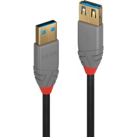 Lindy 36763 cable USB USB 3.2 Gen 1 (3.1 Gen 1) 3 m USB A 5 Gbit/s Negro, Cable alargador negro/Gris, 3 m, USB A, USB A, USB 3.2 Gen 1 (3.1 Gen 1), 5 Gbit/s, Negro