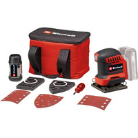 EINHELL Lijadora orbital de mano inalámbrica Power X-Change TE-OS 18/113 3X Li-Solo, 18 Voltios rojo/Negro