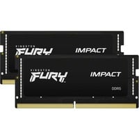 Kingston FURY FURY 64 GB 5600 MT/s DDR5 CL40 SODIMM (Kit de 2) Impact PnP, Memoria RAM negro, 64 GB, 2 x 32 GB, DDR5, 262-pin SO-DIMM