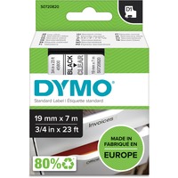 Dymo D1 - Etiquetas estándar - Negro en claro - 19mm x 7m, Cinta de escritura Negro sobre transparente, Poliéster, Bélgica, -18 - 90 °C, DYMO, LabelManager, LabelWriter 450 DUO