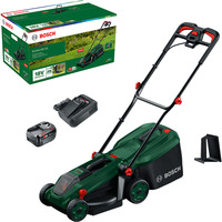 Bosch Cortacésped a batería Rotak18V-34, 18 voltios + kit de inicio + enchufe de mulching verde/Negro