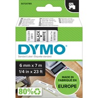 Dymo D1 etiquetas auténticas | impresión negra sobre fondo blanco | 6 mm × 7 m | autoadhesivas para etiquetadoras LabelManager, Cinta de escritura Negro sobre blanco, Poliéster, Bélgica, -18 - 90 °C, DYMO, LabelManager, LabelWriter 450 DUO