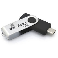 MediaRange USB Type-C 128 GB, Lápiz USB negro/Plateado