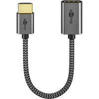 goobay Adaptador flexible HDMI de ultra alta velocidad, Cable negro/Dorado