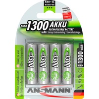 Ansmann AA Batería recargable Níquel-metal hidruro (NiMH) Batería recargable, AA, Níquel-metal hidruro (NiMH), 1,2 V, 4 pieza(s), 1300 mAh