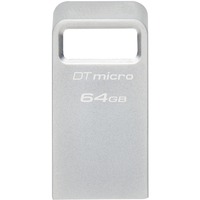 Kingston DataTraveler 64GB Micro 200MB/s Metal USB 3.2 Gen 1, Lápiz USB plateado, 64 GB, USB tipo A, 3.2 Gen 1 (3.1 Gen 1), 200 MB/s, Sin tapa, Plata