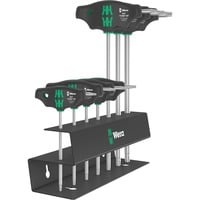 Wera Set 467/7 de destornilladores hexagonales HF con mango transversal + soporte, 7 piezas negro/Verde