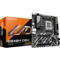 GIGABYTE B840M D2H Placa base - Procesadores AMD Ryzen 9000, VRM de 5+2+2 fases, hasta 7600 MHz DDR5, 1xPCIe 4.0 + 1xPCIe 3.0 M.2, LAN 2.5GbE, USB 3.2 Gen 1 VRM de 5+2+2 fases, hasta 7600 MHz DDR5, 1xPCIe 4.0 + 1xPCIe 3.0 M.2, LAN 2.5GbE, USB 3.2 Gen 1, AMD, Zócalo AM5, AMD Ryzen 7000 Series, AMD Ryzen 8000 Series, AMD Ryzen 9000 Series, Zócalo AM5, DDR5-SDRAM, 128 GB