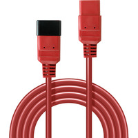 Lindy 30123 cable de transmisión Rojo 1 m C19 acoplador C20 acoplador, Cable alargador rojo, 1 m, C19 acoplador, C20 acoplador, 250 V, 16 A