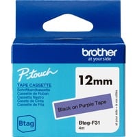 Brother BTAG-F31 cinta para impresora de etiquetas Negro en color púrpura, Cinta de escritura Negro en color púrpura, Filipinas, 5 año(s), Brother, P-touch PT-N10, PT-N20, PT-N25BT, 1,2 cm