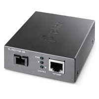TP-Link Omada TL-FC111B-20 convertidor de medio 100 Mbit/s Monomodo Negro, Convertidor de medios 100 Mbit/s, IEEE 802.3, IEEE 802.3i, IEEE 802.3x, 10BASE-T, 100BASE-T, 100BASE-FX, 100 Mbit/s, Completo, Semi (dúplex)