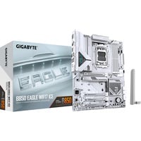GIGABYTE B850 EAGLE WIFI7 ICE Placa base - Procesadores AMD Ryzen serie 9000, VRM digital de 8+2+2 fases, hasta 8200 MHz DDR5 (O.C.), 1x M.2 PCIe 5.0 + 2x M.2 PCIe 4.0, Wi-Fi 7, LAN 2.5 GbE, USB 3.2 Gen 2 blanco/Plateado