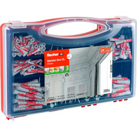 fischer Caja Meister XL Edificio antiguo + tornillos, Pasador gris claro/Rojo