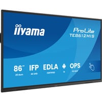 iiyama TE8612MIS-B4AG pantalla de señalización Panel plano interactivo 2,17 m (85.6") LCD Wifi 400 cd / m² 4K Ultra HD Negro Pantalla táctil Procesador incorporado Android 24/7, Pantalla de gran formato negro (mate), Panel plano interactivo, 2,17 m (85.6"), LCD, 3840 x 2160 Pixeles, Wifi, 24/7