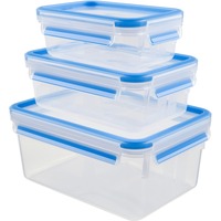 Emsa 508566 recipiente de almacenar comida Rectangular Establecer Transparente 3 pieza(s), Caja transparente/Azul, Establecer, Rectangular, Transparente, Elastómero termoplástico (TPE), Alemania, 167 mm
