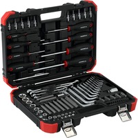 GEDORE Juego de herramientas de tornillos hexagonales rojos, 1/4" + 1/2", 75 piezas, Kit de herramientas rojo/Negro