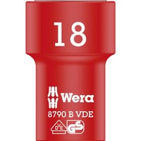 Wera Inserto de llave de vaso Zyklop VDE, 18mm, 3/8", Llave de tubo rojo/Amarillo