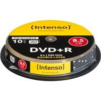 Intenso 1x10 DVD+R 8.5GB 8x Double Layer printable 8,5 GB DVD+R DL 10 pieza(s), DVDs vírgenes DVD+R DL, 120 mm, Imprimible, Caja para pastel, 10 pieza(s), 8,5 GB
