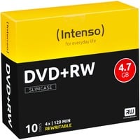 Intenso DVD+RW 4.7GB, 4x 4,7 GB 10 pieza(s), DVDs vírgenes 4x, 4,7 GB, DVD+RW, 120 mm, 10 pieza(s), Caja de cd