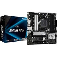 ASRock A520M Pro4 Zócalo AM4 micro ATX, Placa base AMD, Zócalo AM4, 3rd Generation AMD Ryzen™ 3, 3rd Generation AMD Ryzen 5, 3rd Generation AMD Ryzen™ 7, 3rd..., DDR4-SDRAM, 64 GB, DIMM