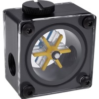 Alphacool 1011889 Bloque de radiador, Indicador de flujo negro, Bloque de radiador, Acetal, Nylon, Plextonium, Negro, Azul, Transparente, Amarillo, 32,1 mm, 44,5 mm, 48,4 mm