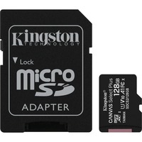 Kingston Canvas Select Tarjeta micSDXC Plus 100R A1 C10 de 128 GB + ADP, Tarjeta de memoria negro, 128 GB, MicroSDXC, Clase 10, UHS-I, 100 MB/s, Class 1 (U1)