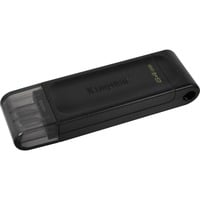 Kingston DataTraveler 64GB USB-C 3.2 Gen 1 70, Lápiz USB negro, 64 GB, USB Tipo C, 3.2 Gen 1 (3.1 Gen 1), Tapa, 7 g, Negro