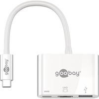 goobay 62104 hub de interfaz USB Tipo C 5000 Mbit/s Blanco, Adaptador blanco, USB Tipo C, HDMI, USB 3.2 Gen 1 (3.1 Gen 1) Type-A, USB Tipo C, 5000 Mbit/s, 60 Hz, 3840 x 2160 Pixeles, Blanco