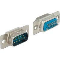 DeLOCK 65881 conector Sub-D 9 pin Azul, Plata, Enchufe plateado, Sub-D 9 pin, Azul, Plata, 31 mm, 15 mm, 12,5 mm, Bolsa de plástico