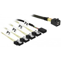 DeLOCK 85732 cable Serial Attached SCSI (SAS) 1 m Negro, Verde negro, 1 m, Mini SAS HD SFF-8643, 4x SATA 6 Gb/s 7 Pin + 8 pin sideband, Derecho, Derecho, Macho/Hembra
