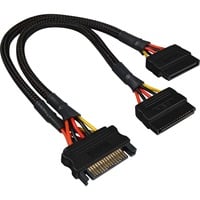 Sharkoon 15Pin SATA > 2x 15Pin SATA, Cable Y negro