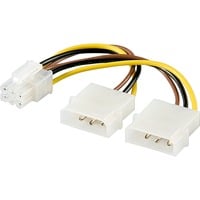 goobay PI1919 cable de alimentación interna 0,2 m negro/Amarillo, 0,2 m, Molex (4-pin), PCI-E (6-pin), Macho, Hembra, Derecho