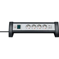 Brennenstuhl 1156250534 base múltiple 1,8 m 4 salidas AC Negro, Blanco, Regleta negro/Gris claro, 1,8 m, 4 salidas AC, Tipo F, IP20, Negro, Blanco, 3,1 A