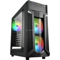 Sharkoon VG6-W RGB Midi Tower Negro, Cajas de torre negro, Midi Tower, PC, Negro, ATX, micro ATX, Mini-ATX, Juego, Azul, Verde, Rojo