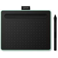 Wacom Intuos S tableta digitalizadora Negro, Verde 2540 líneas por pulgada 152 x 95 mm USB/Bluetooth, Tableta gráfica verde claro, Inalámbrico y alámbrico, 2540 líneas por pulgada, 152 x 95 mm, USB/Bluetooth, 7 mm, Pluma