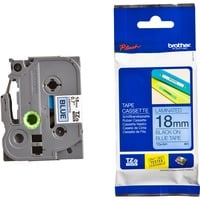 Brother Cinta laminada 18mm, Cinta de escritura Negro sobre azul, TZe, Gris, Transferencia térmica, Filipinas, 5 año(s)