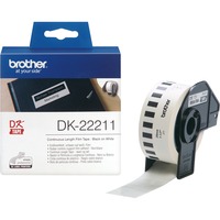 Brother DK-22211 cinta para impresora de etiquetas Negro sobre blanco, Cinta de escritura Negro sobre blanco, 1 pieza(s), DK, Negro, Blanco, Térmica directa, China
