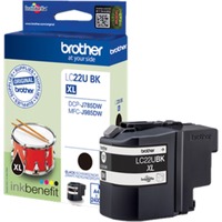 Brother LC22UBK cartucho de tinta 1 pieza(s) Original Alto rendimiento (XL) Negro Alto rendimiento (XL), Negro, Tinta a base de pigmentos, 1 pieza(s), 2400 páginas, Pack individual
