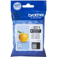 Brother LC3211BK cartucho de tinta 1 pieza(s) Original Rendimiento estándar Negro Rendimiento estándar, Negro, Tinta a base de pigmentos, 1 pieza(s), 200 páginas, Pack individual