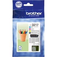 Brother LC3217VALDR cartucho de tinta 4 pieza(s) Original Negro, Cian, Magenta, Amarillo Negro, Cian, Magenta, Amarillo, 4 pieza(s), 550 páginas, 550 páginas, Multipack