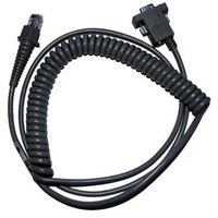 Datalogic CAB-362 RS-232 Coiled 9-Pin Fem., Cable negro, 9 pin "D", RS-232, Hembra/Hembra, 2 m