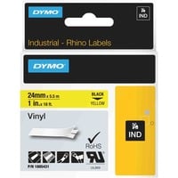 Dymo Rhino Etiquetas industriales de vinilo | 24 mm x 5,5 m | Impresión en negro sobre amarillo | Autoadhesivas | Para rotuladoras LabelManager y Rhino, Cinta de escritura 5 m | Impresión en negro sobre amarillo | Autoadhesivas | Para rotuladoras LabelManager y Rhino, Negro sobre amarillo, Multicolor, Vinilo, -40 - 80 °C, UL 969, DYMO