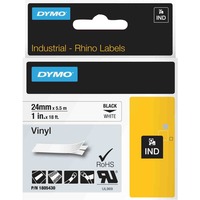 Dymo Rhino Etiquetas industriales de vinilo | 24 mm x 5,5 m | Impresión en negro sobre blanco | Autoadhesivas | Para rotuladoras LabelManager y Rhino, Cinta de escritura 5 m | Impresión en negro sobre blanco | Autoadhesivas | Para rotuladoras LabelManager y Rhino, Negro sobre blanco, Multicolor, Vinilo, -40 - 80 °C, UL 969, DYMO