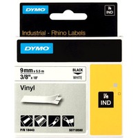 Dymo Rhino etiquetas industriales de vinilo | 9 mm x 5,5 m | de color negro sobre fondo blanco, Cinta de escritura 5 m | de color negro sobre fondo blanco, Negro sobre blanco, Multicolor, Vinilo, -40 - 80 °C, UL 969, DYMO