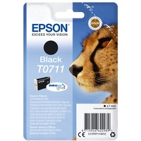 Epson Cheetah Singlepack Black T0711 DURABrite Ultra Ink, Tinta Rendimiento estándar, Negro, Tinta a base de pigmentos, 7,4 ml, 1 pieza(s)