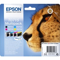 Epson Multipack 4-colours T0715 DURABrite Ultra Ink, Tinta Rendimiento estándar, Negro, Cian, Magenta, Amarillo, 7,4 ml, 5,5 ml, 1 pieza(s), Multipack